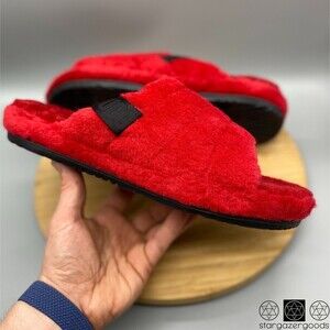 UGG Sandals Mens Size 11 Red Sheepskin Fur Slippers Slip On Wool Slides 1117473